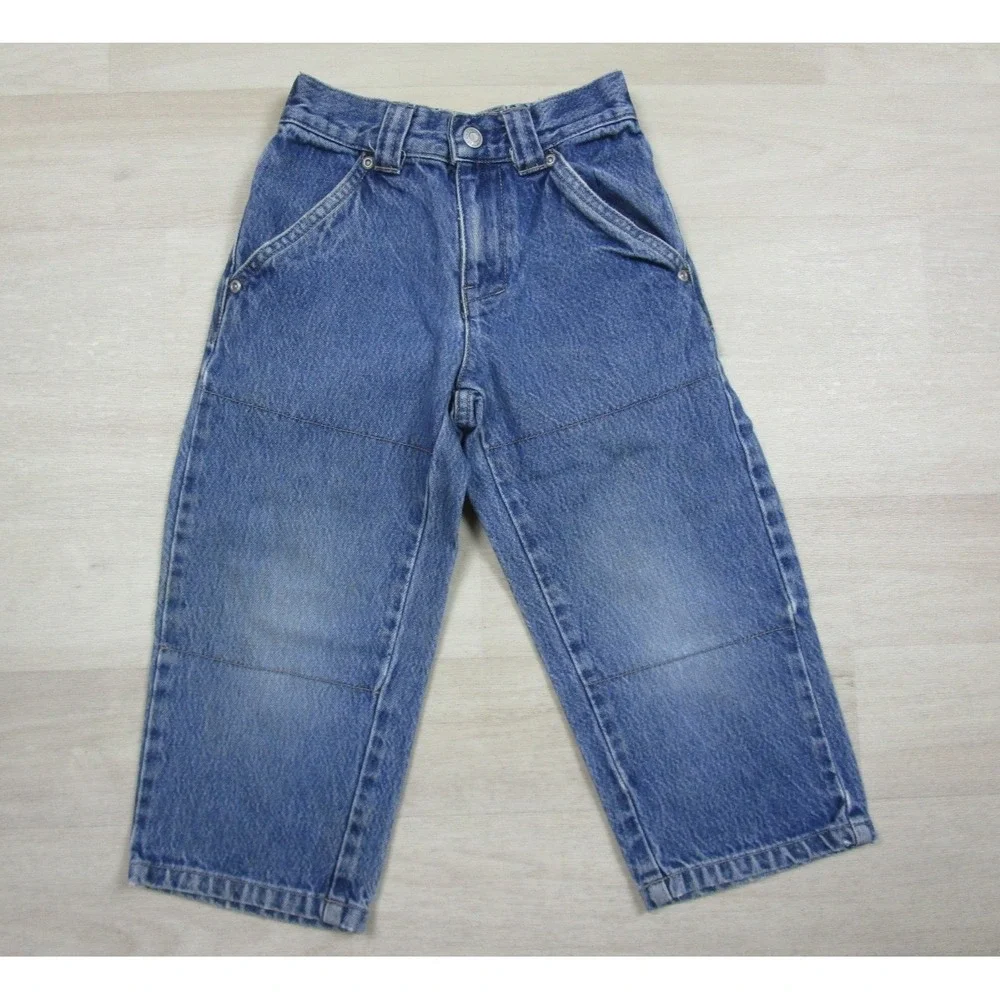 Vintage‎ Y2K GAP Jeans Toddler (4) Blue Denim Utility Double Knee Workwear Baggy